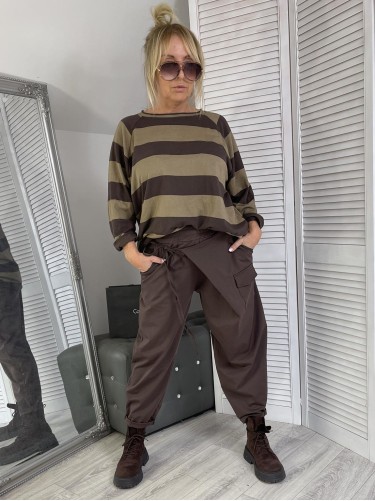 BLUZKA MUMU PASKI OLIWKA&BRONZE
