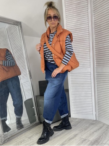 SWETER MICHELLE PASKI BRONZE&BŁĘKIT