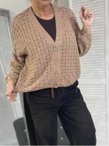 SWETER ROZPINANY PLECIONY BEIGE