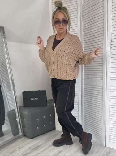 SWETER ROZPINANY PLECIONY BEIGE