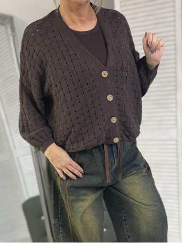 SWETER ROZPINANY PLECIONY BRONZE