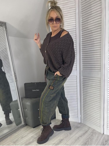 SWETER ROZPINANY PLECIONY BRONZE