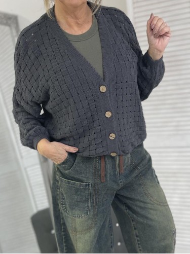 SWETER ROZPINANY PLECIONY STALOWY