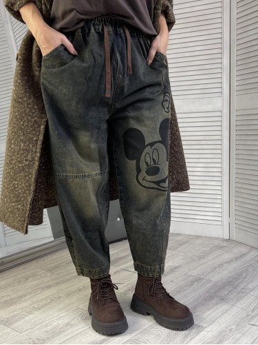 SPODNIE JEANS MICKEY HERBATA