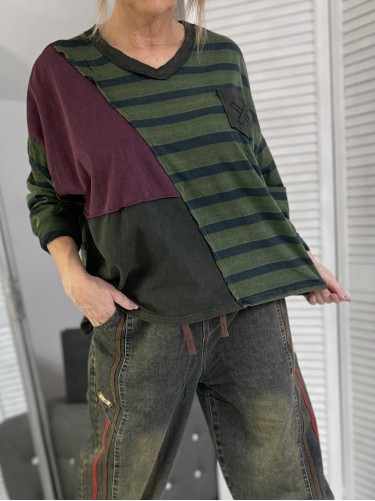 BLUZKA BOHO DEKATYZ MULTI GREEN