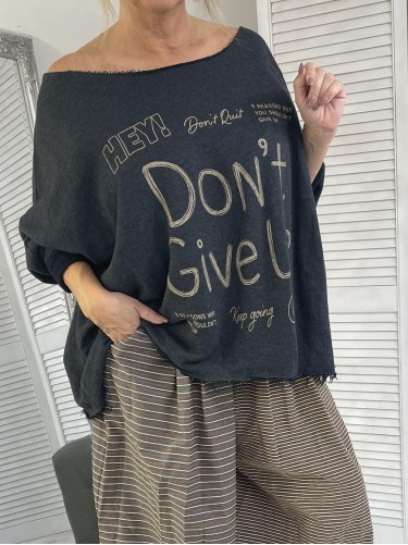 BLUZKA OVERSIZE DONT GRAFIT + SIZE