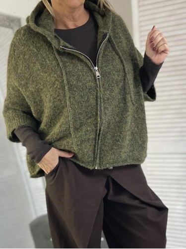 SWETER KAPTUR ROZPINANY GREEN