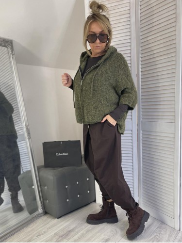 SWETER KAPTUR ROZPINANY GREEN