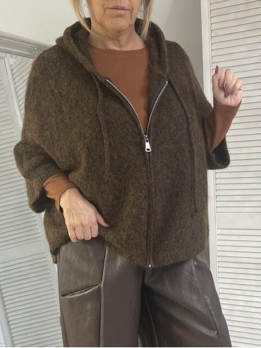 SWETER KAPTUR ROZPINANY BRONZE