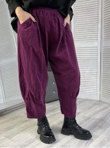 SPODNIE ITALY LILI SZTRUKS BURGUND