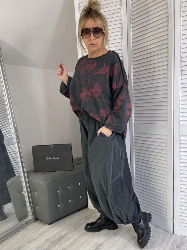 BLUZA MUMU FOLVERS GRAFIT&WIŚNIA
